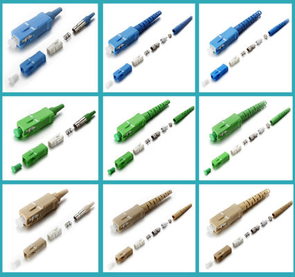 ตัวเชื่อมต่อสายแพทช์ไฟเบอร์ 0.9 มม. 2.0 มม. 3.0 มม. ประเภท SC APC สำหรับ FTTX