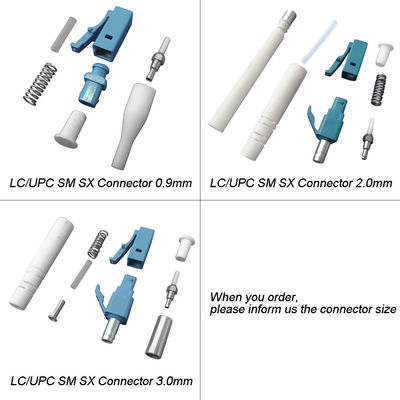 LC/PC Simplex Fiber Patch Cord Connectors การสูญเสียผลตอบแทนสูงด้วย 0.9/2.0/3.0 มม. Boot