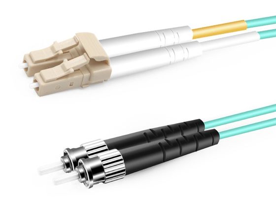 2.0mm 2m Multimode Duplex Fiber Optic St ถึง Lc Patch Cord OM3 การสูญเสียการแทรกต่ำ