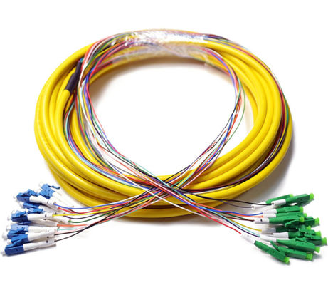 1-3m Lc ถึง Lc สายไฟเบอร์ออปติก, แจ็คเก็ตสีเหลือง Breakout Cable Simplex Patch Cord