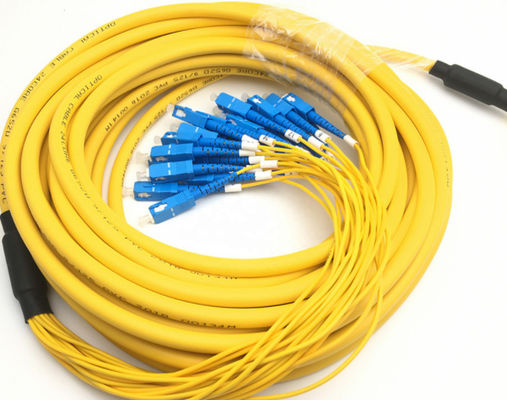 1-3m Lc ถึง Lc สายไฟเบอร์ออปติก, แจ็คเก็ตสีเหลือง Breakout Cable Simplex Patch Cord